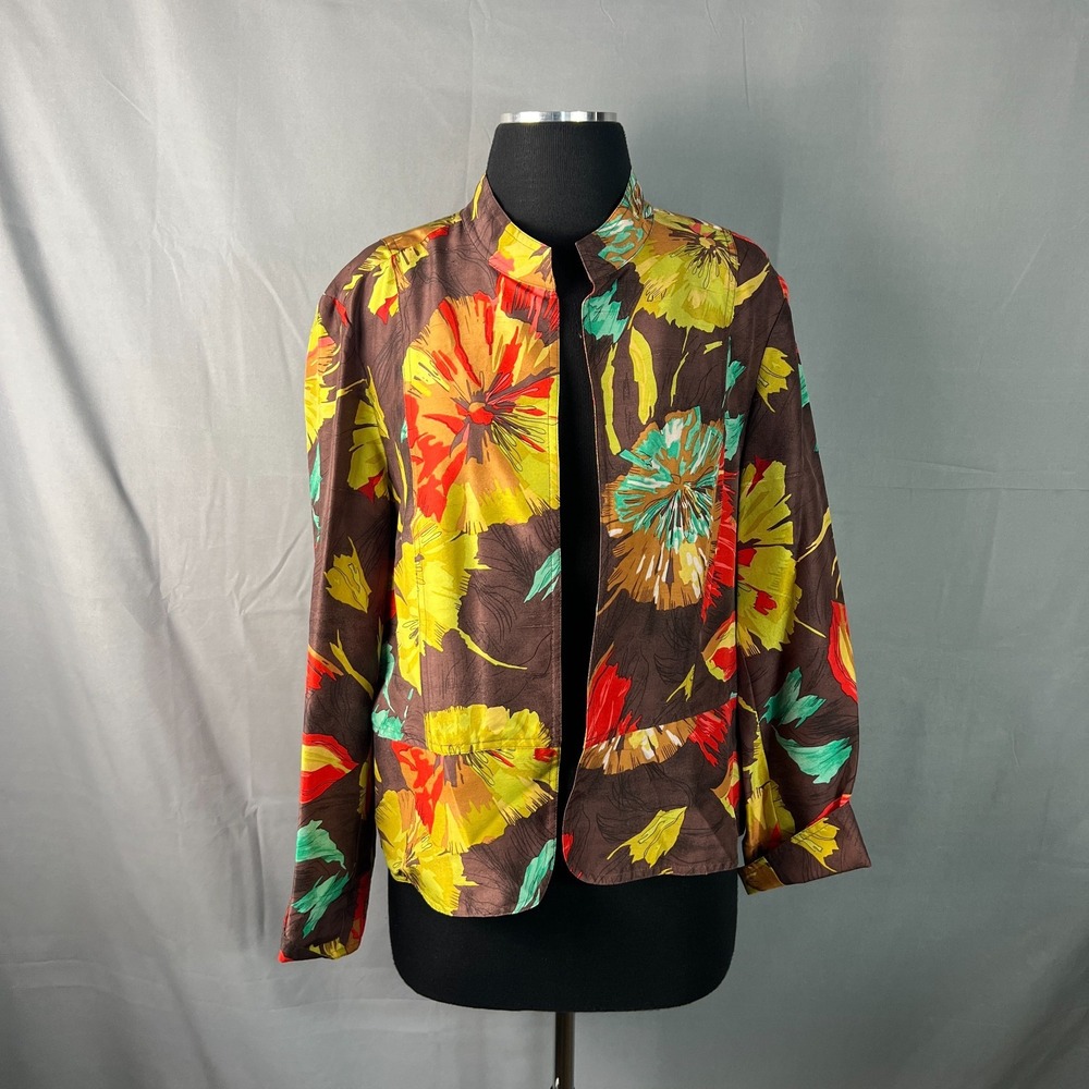 Coldwater Creek Cardigan Blazer Jacket Womens PXL Multicolor Floral Open Front